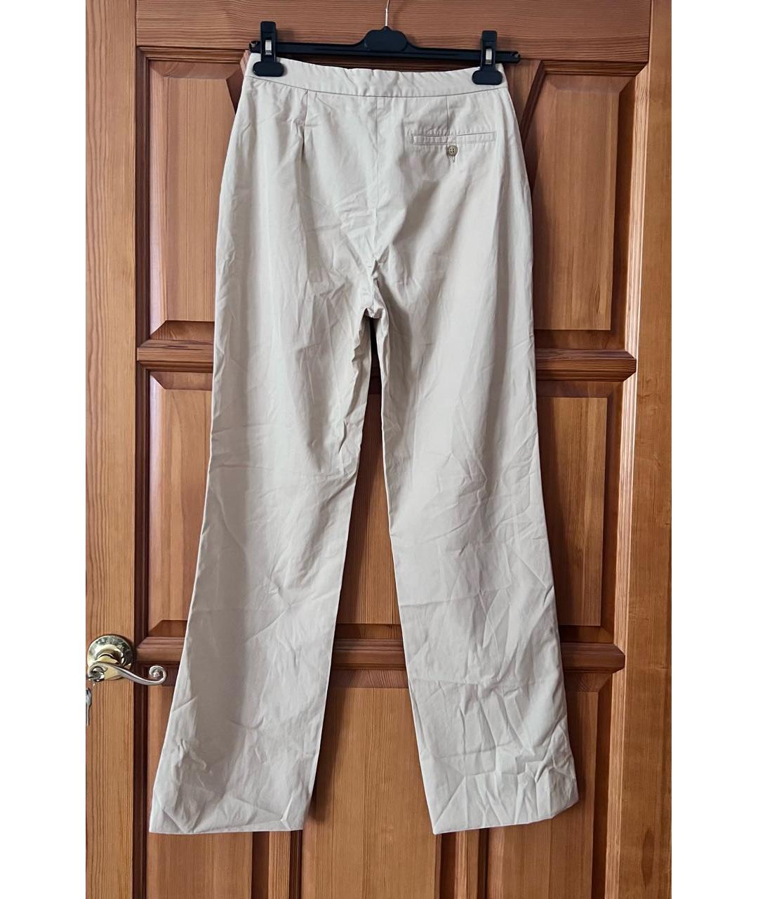 RALPH LAUREN Бежевые хлопковые брюки широкие, фото 2