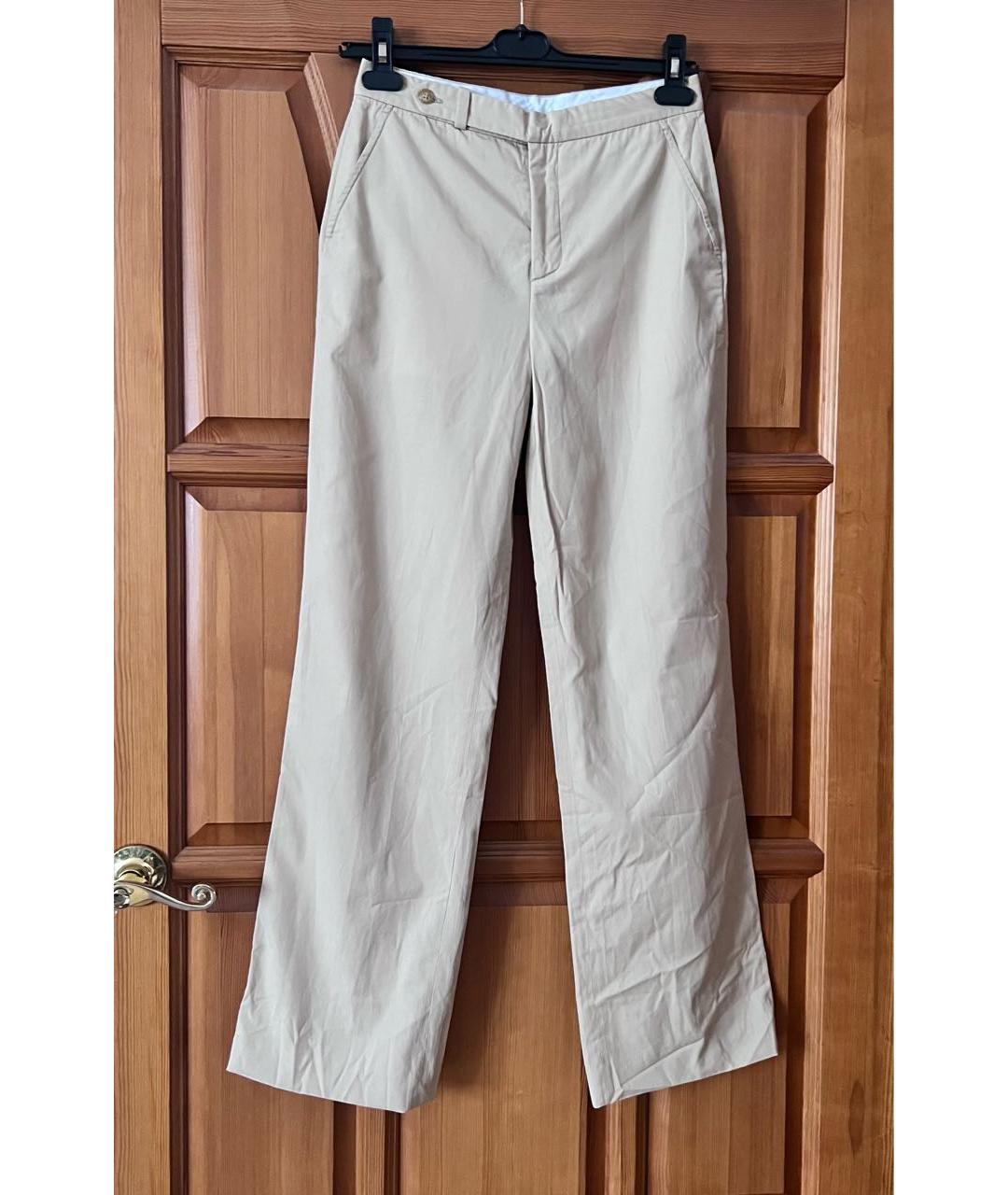 RALPH LAUREN Бежевые хлопковые брюки широкие, фото 4