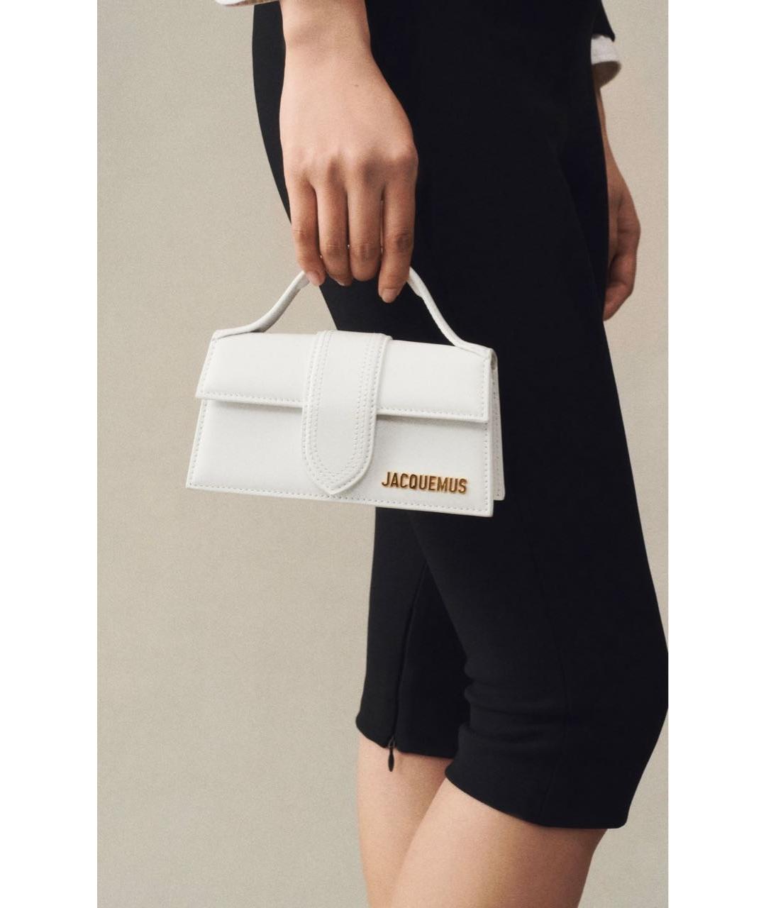 JACQUEMUS Белая кожаная сумка через плечо, фото 4