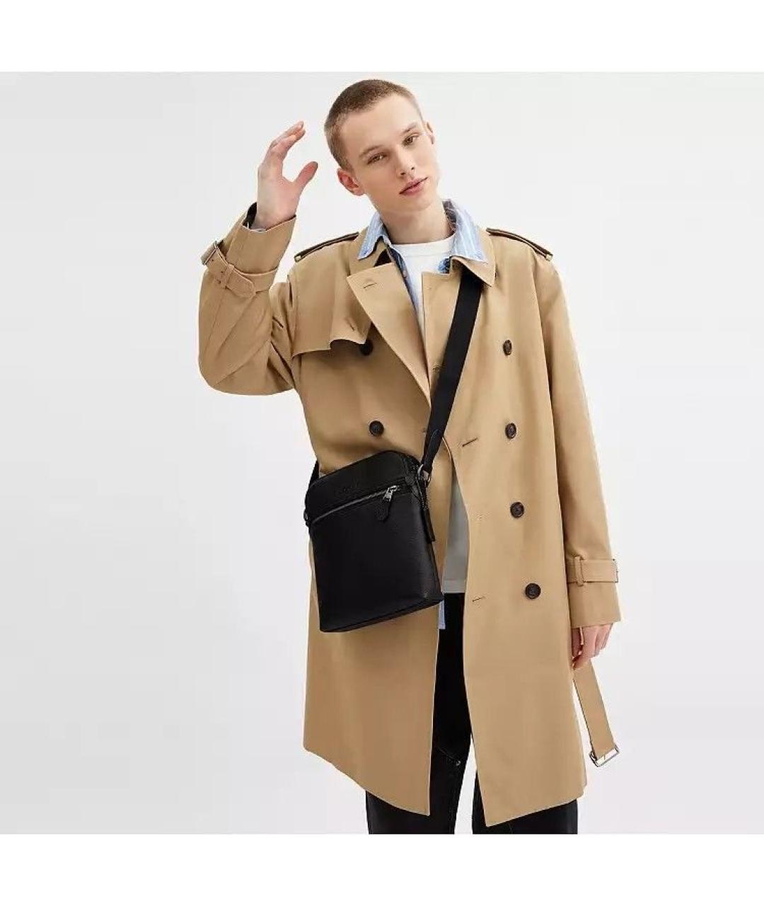 COACH Черная кожаная сумка на плечо, фото 3