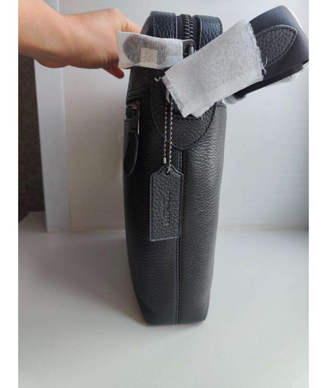 COACH Черная кожаная сумка на плечо, фото 6