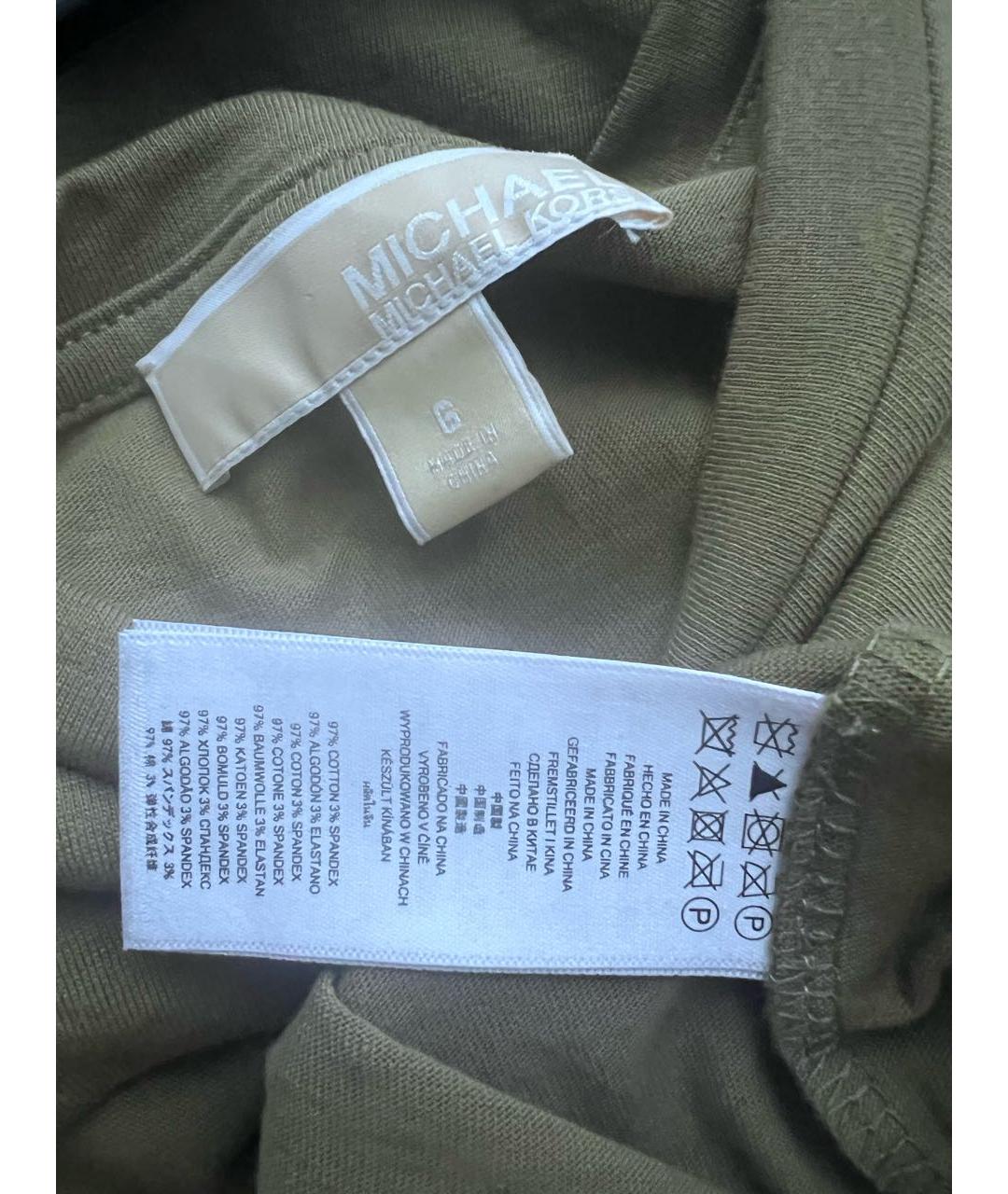 MICHAEL MICHAEL KORS Зеленые хлопко-эластановое повседневное платье, фото 3