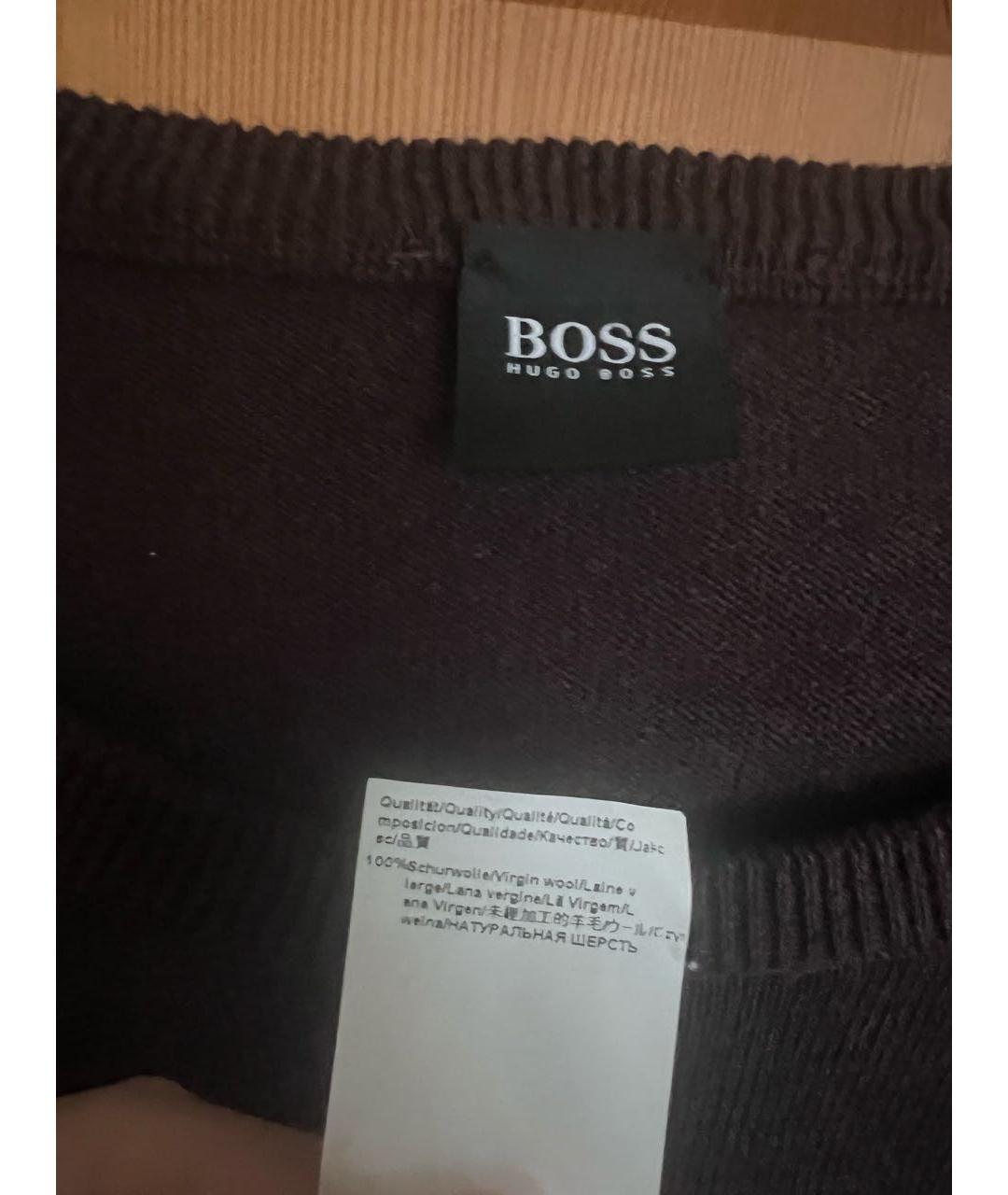 HUGO BOSS Коричневый шерстяной джемпер / свитер, фото 3