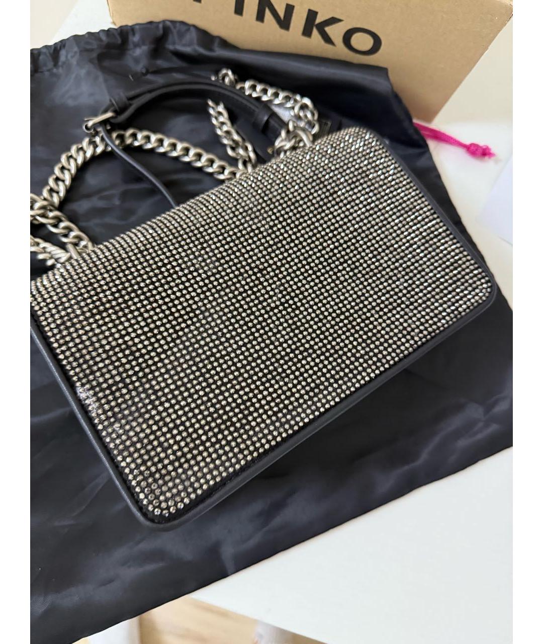 PINKO Черная кожаная сумка через плечо, фото 3