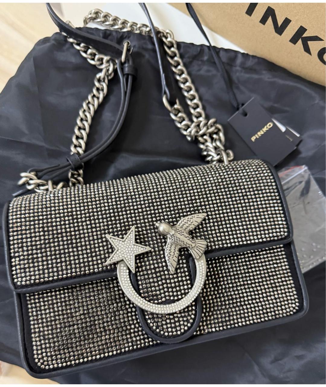 PINKO Черная кожаная сумка через плечо, фото 4