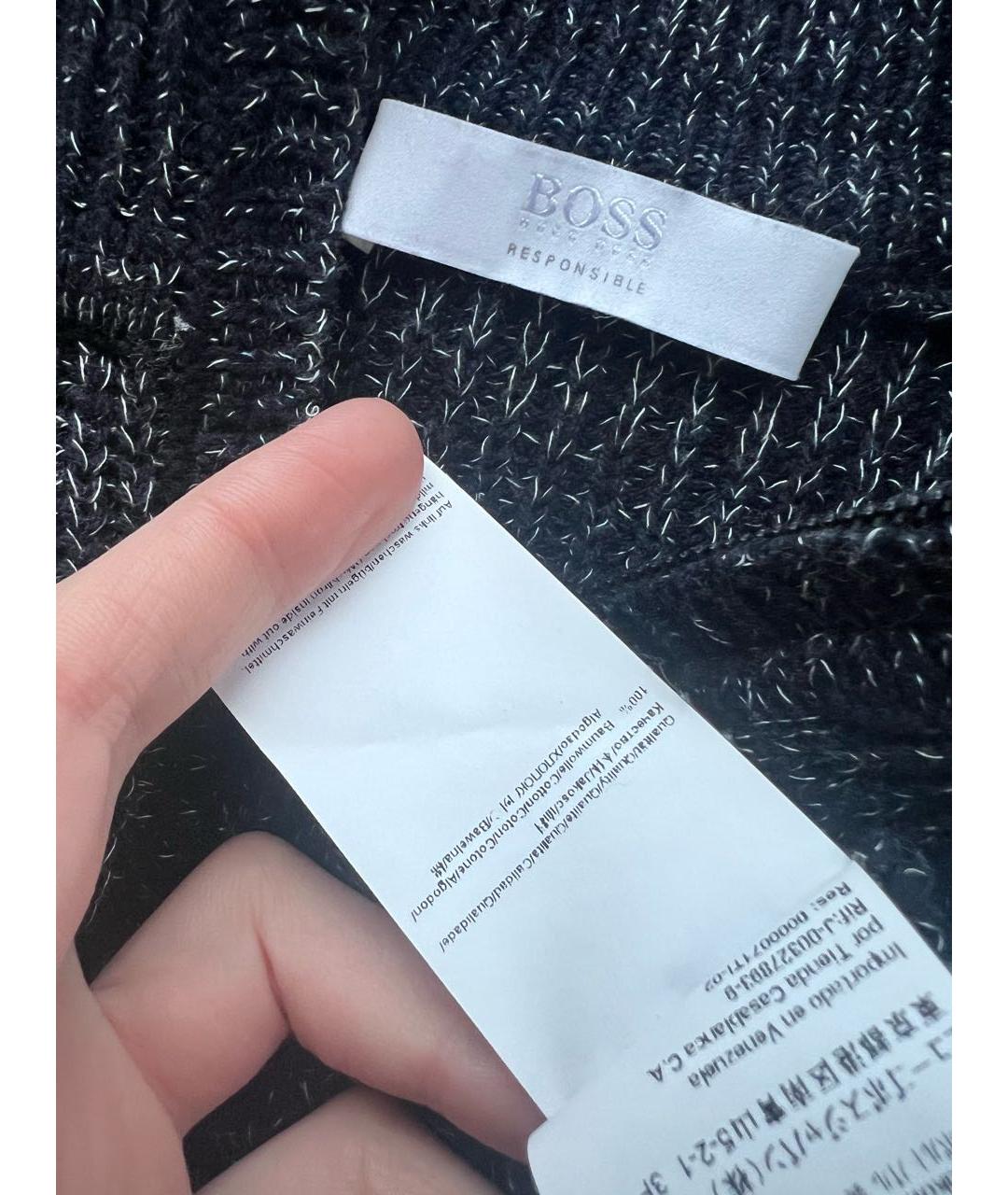 HUGO BOSS Черный хлопковый джемпер / свитер, фото 3