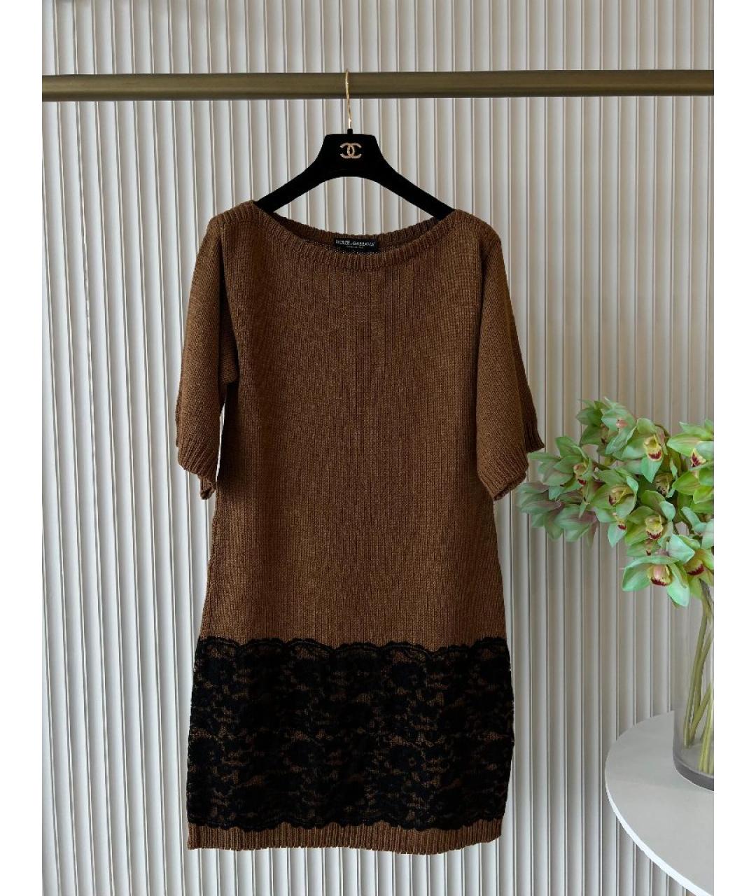 DOLCE&GABBANA Коричневый шерстяной джемпер / свитер, фото 9