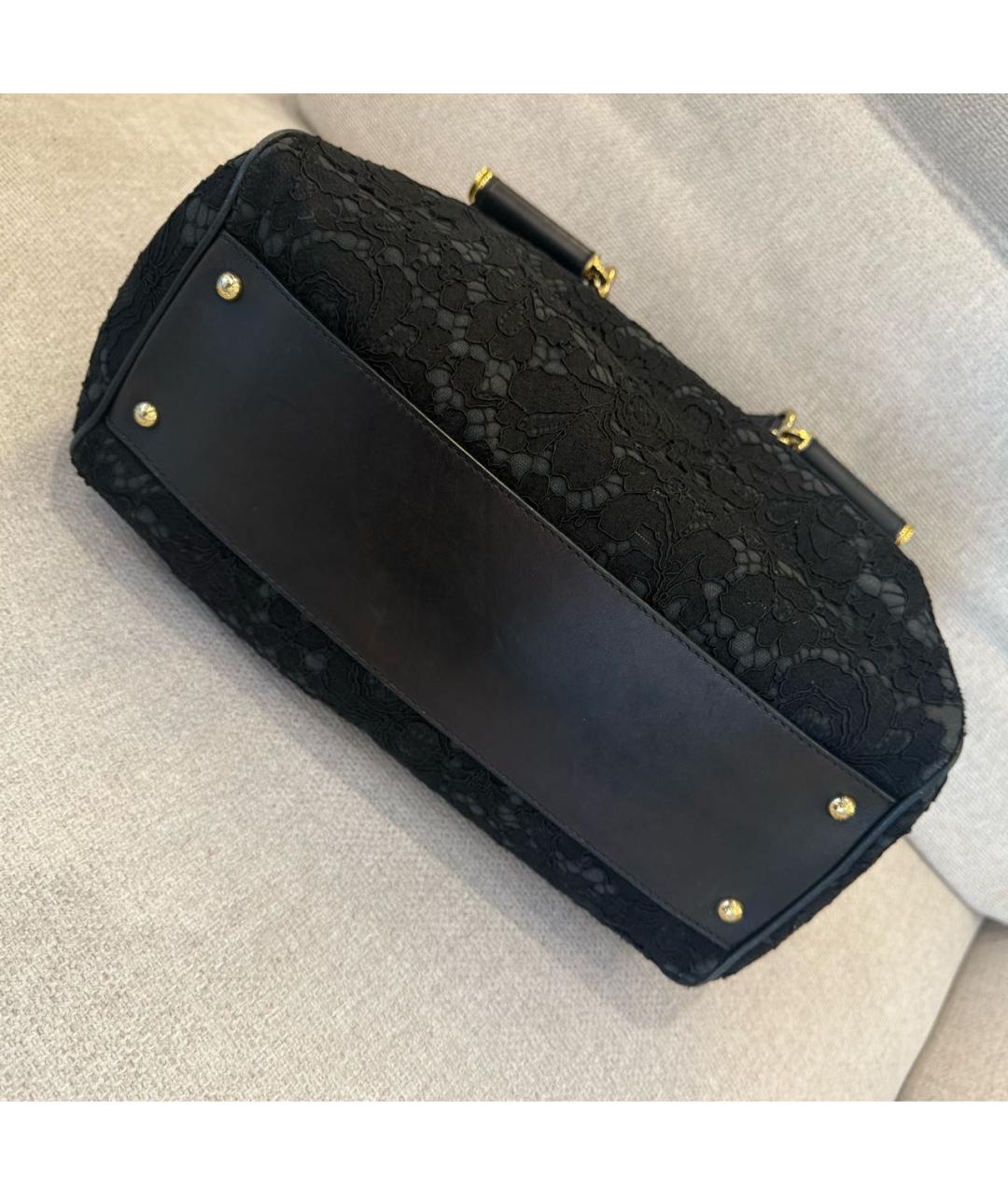 DOLCE&GABBANA Черная кожаная сумка с короткими ручками, фото 3