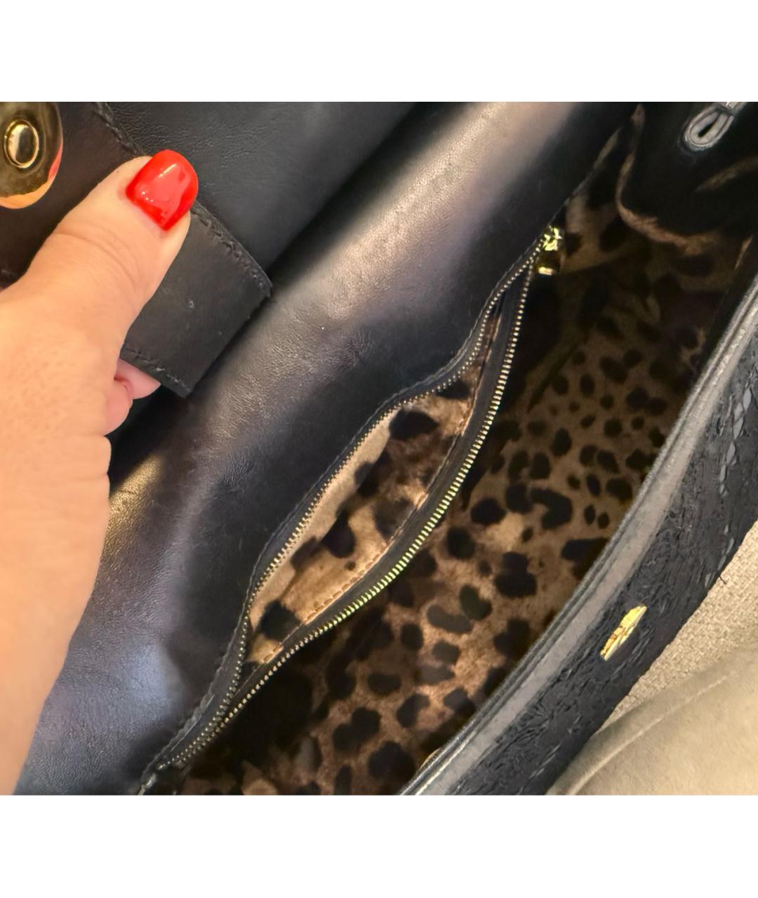 DOLCE&GABBANA Черная кожаная сумка с короткими ручками, фото 5