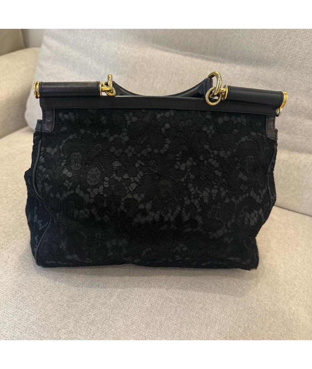 DOLCE&GABBANA Черная кожаная сумка с короткими ручками, фото 2