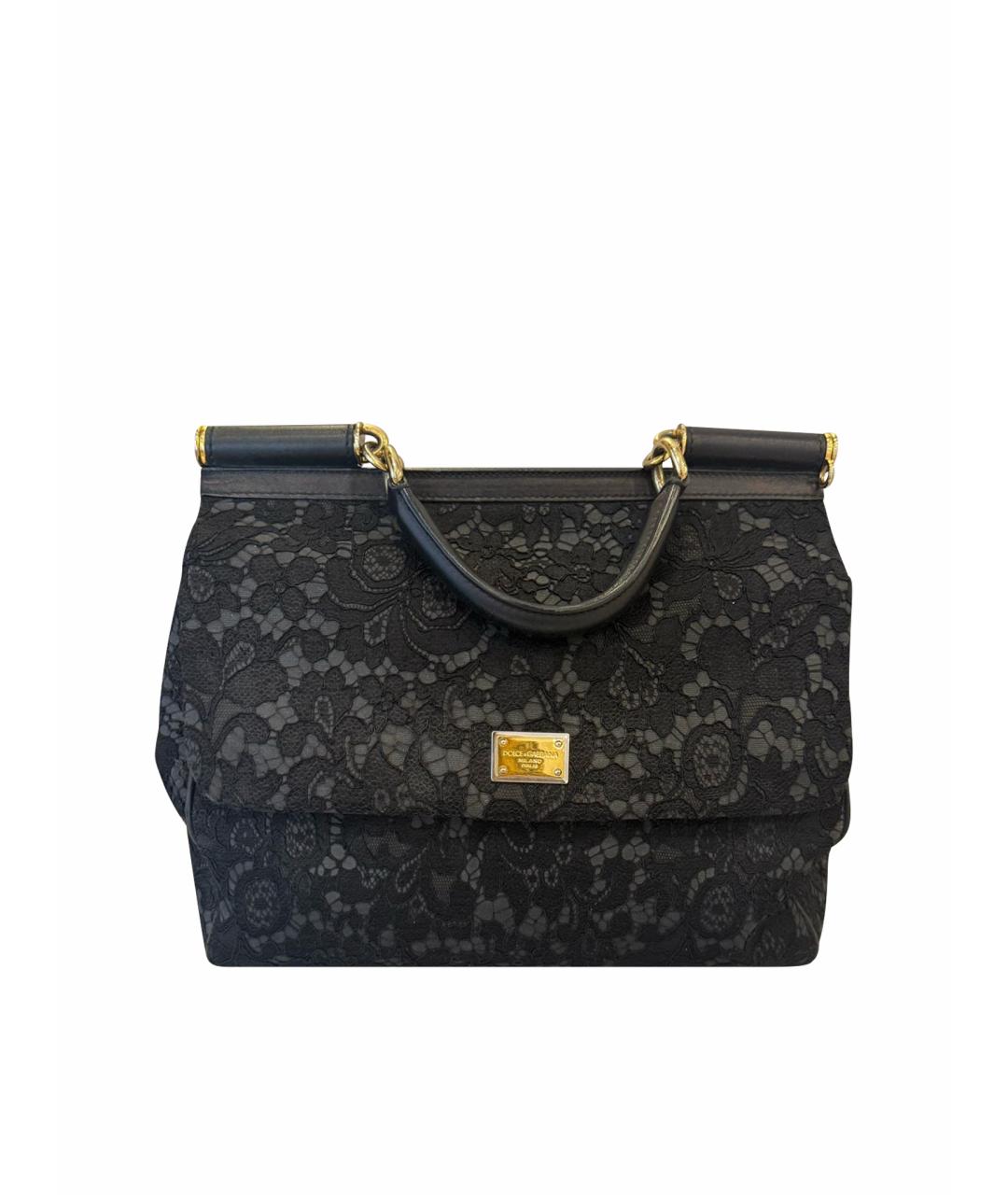 DOLCE&GABBANA Черная кожаная сумка с короткими ручками, фото 1