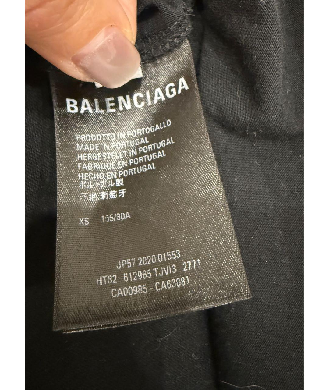 BALENCIAGA Черная хлопковая футболка, фото 2