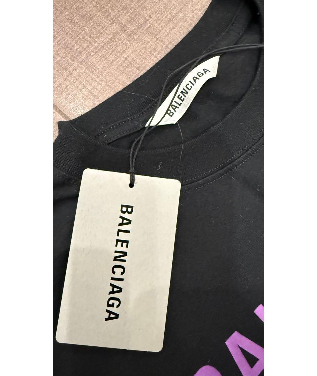 BALENCIAGA Черная хлопковая футболка, фото 5