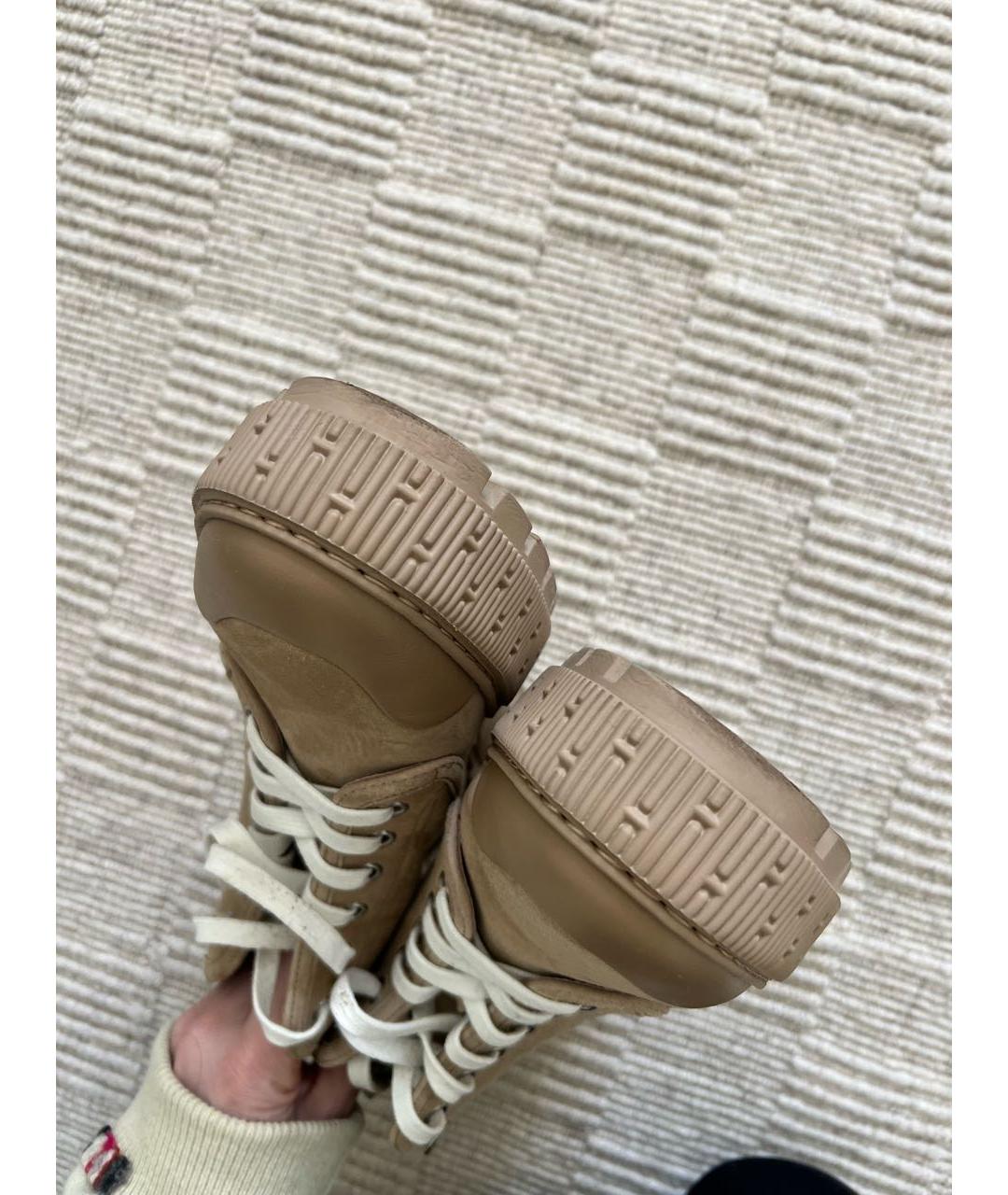 HERMES Бежевые замшевые ботинки, фото 7