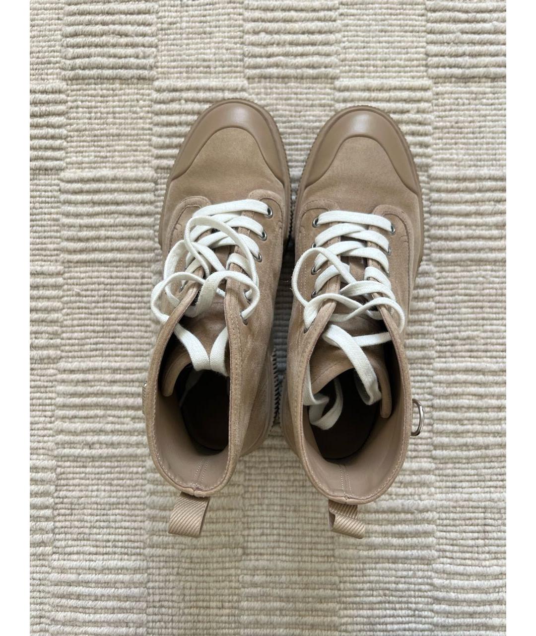 HERMES Бежевые замшевые ботинки, фото 4