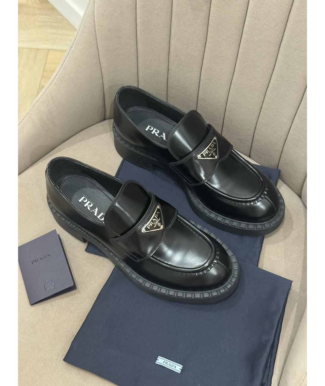 PRADA Черные кожаные туфли, фото 5