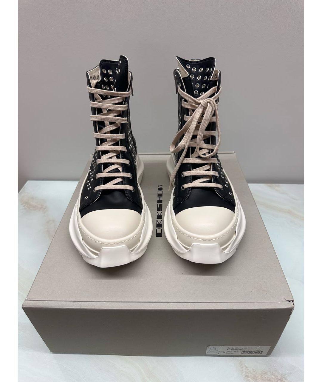 RICK OWENS DRKSHDW Черные кожаные высокие кроссовки / кеды, фото 2