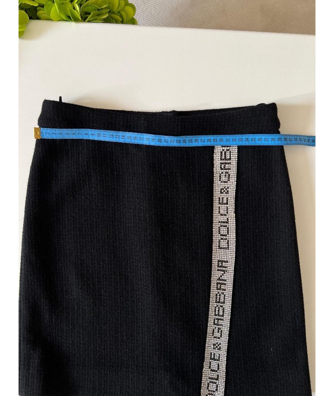 DOLCE&GABBANA Черная шерстяная юбка мини, фото 6