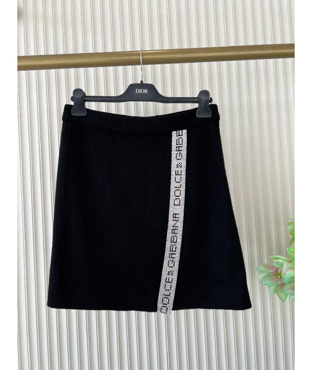 DOLCE&GABBANA Черная шерстяная юбка мини, фото 8