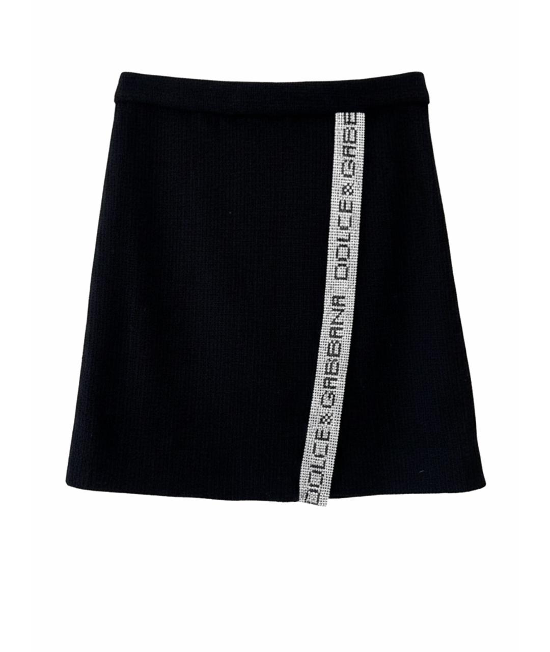 DOLCE&GABBANA Черная шерстяная юбка мини, фото 1