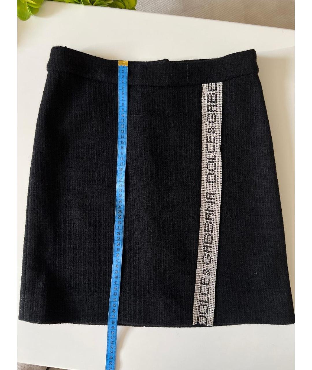 DOLCE&GABBANA Черная шерстяная юбка мини, фото 5