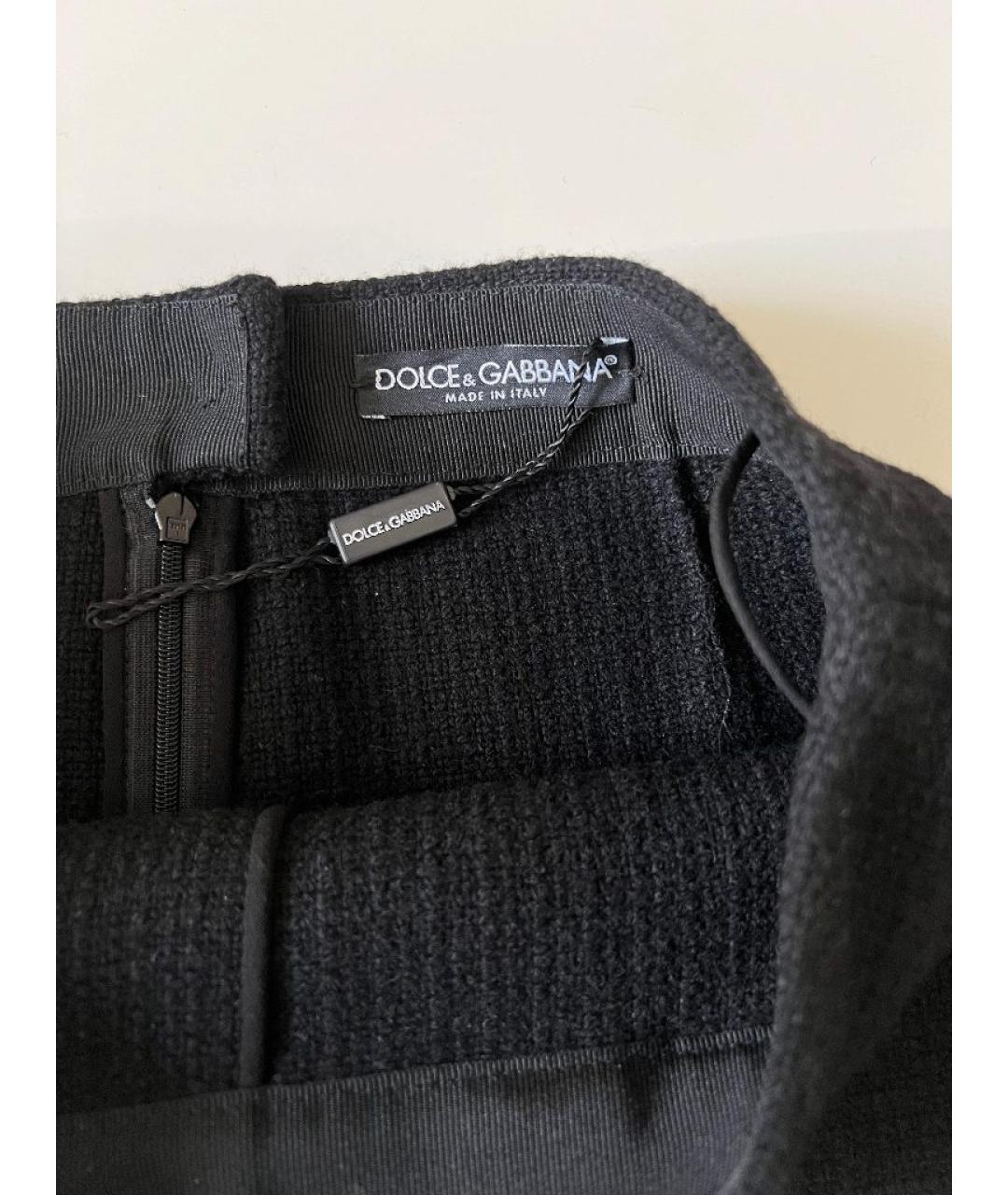 DOLCE&GABBANA Черная шерстяная юбка мини, фото 3