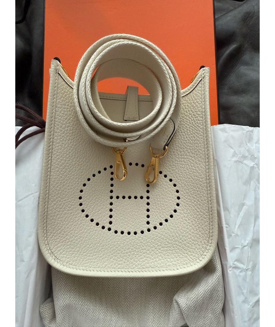 HERMES Белая кожаная сумка через плечо, фото 4