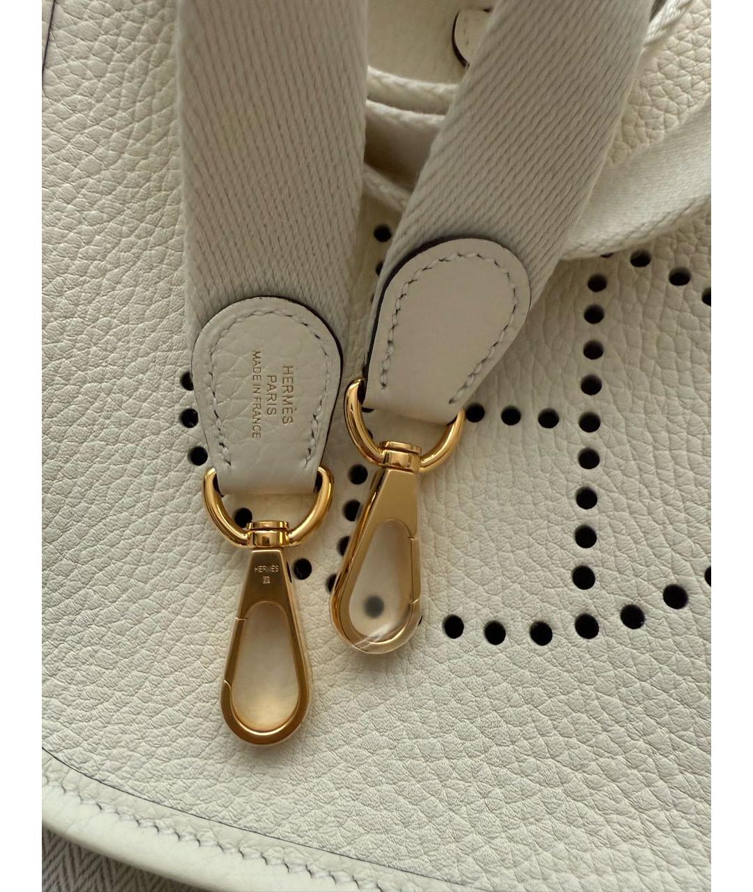 HERMES Белая кожаная сумка через плечо, фото 3