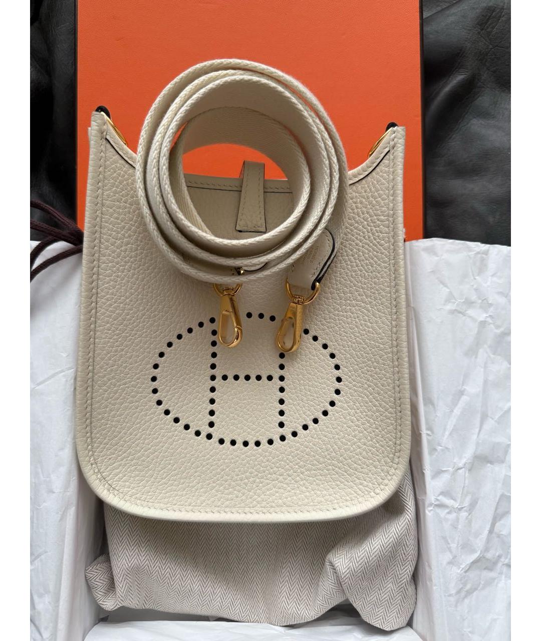 HERMES Белая кожаная сумка через плечо, фото 2