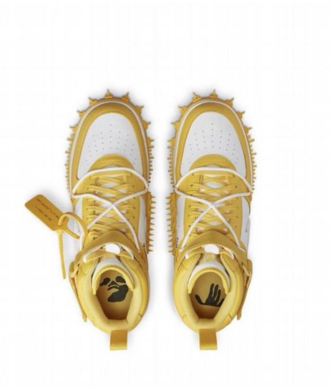 NIKE X OFF-WHITE Желтые кожаные высокие кроссовки / кеды, фото 3