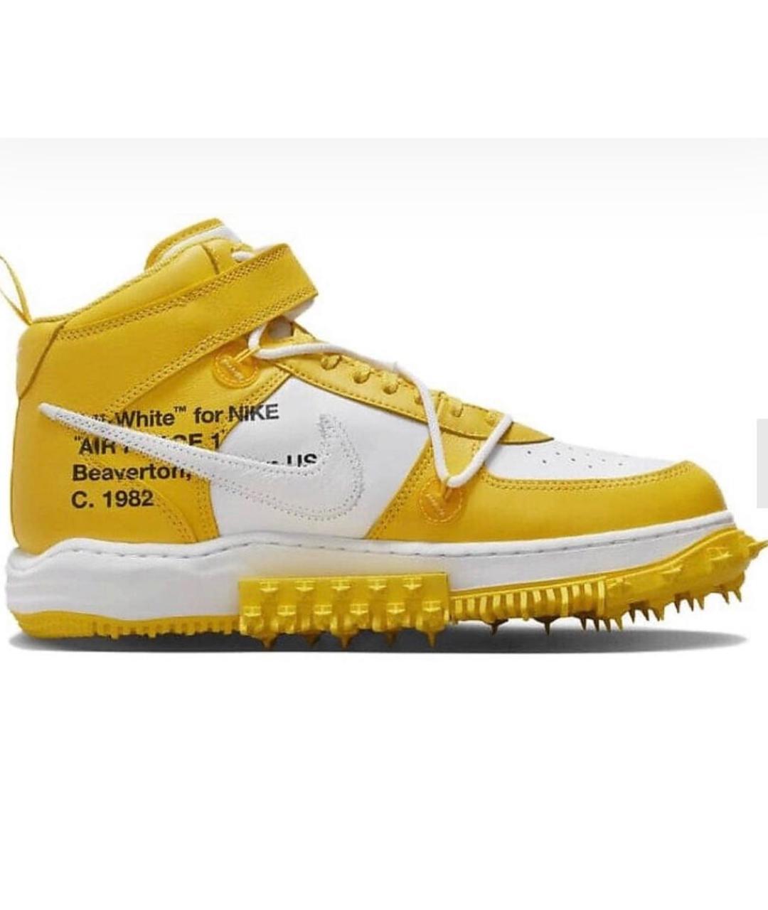 NIKE X OFF-WHITE Желтые кожаные высокие кроссовки / кеды, фото 9