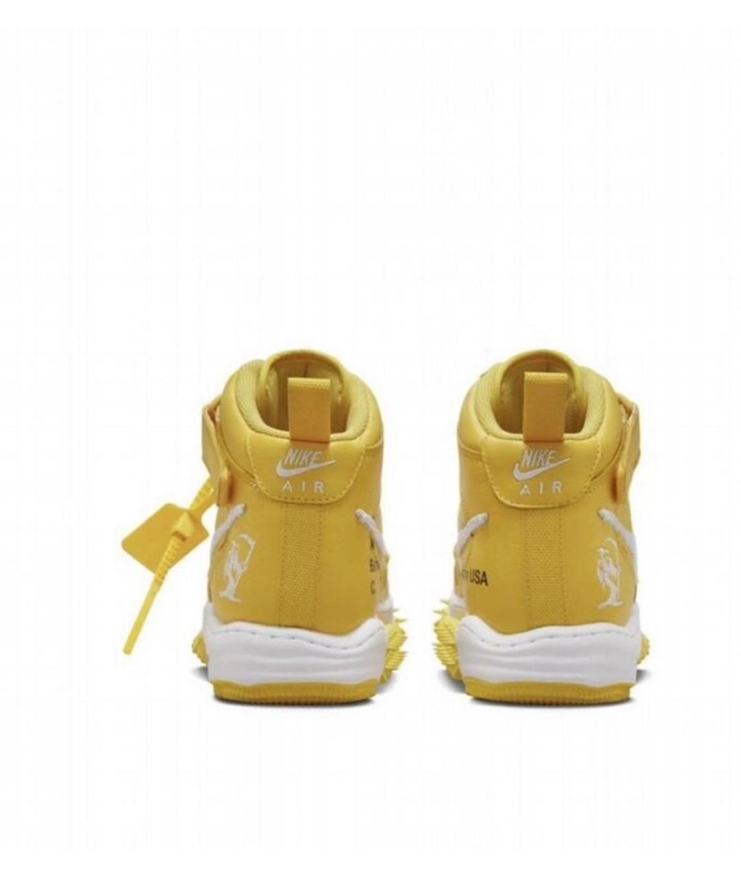 NIKE X OFF-WHITE Желтые кожаные высокие кроссовки / кеды, фото 4