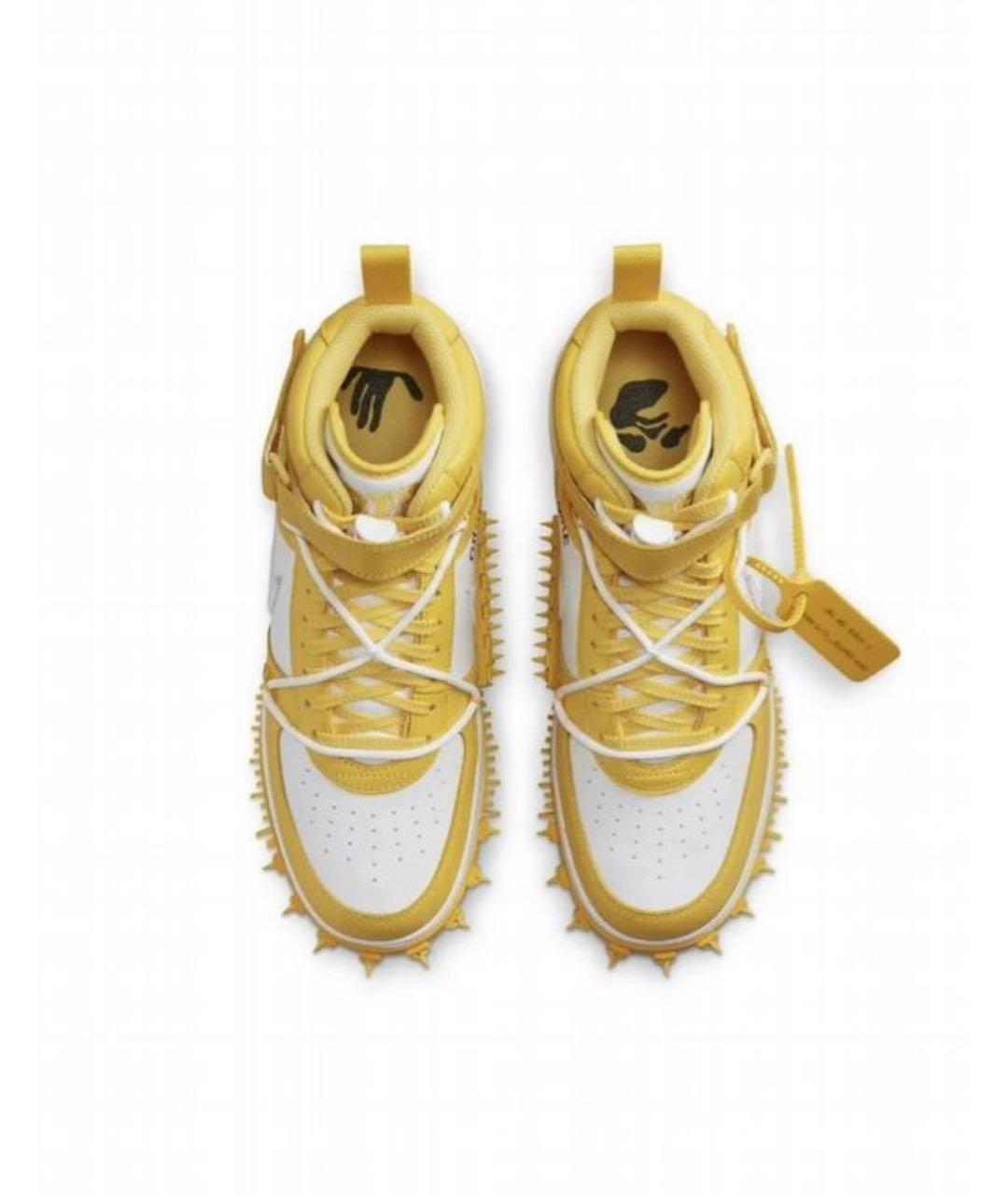 NIKE X OFF-WHITE Желтые кожаные высокие кроссовки / кеды, фото 2