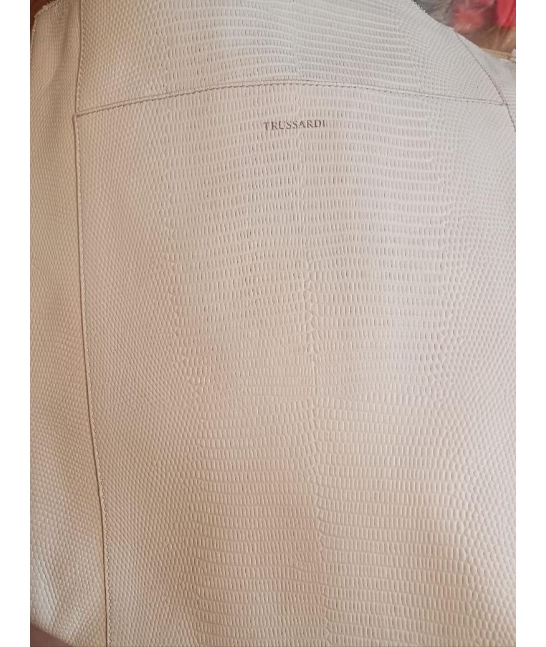 TRUSSARDI Белая кожаная сумка тоут, фото 6