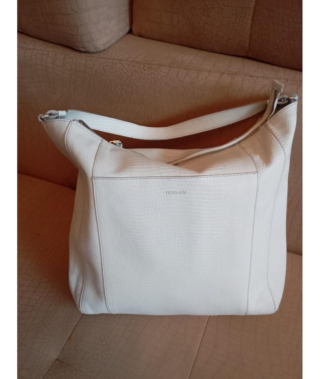 TRUSSARDI Белая кожаная сумка тоут, фото 2