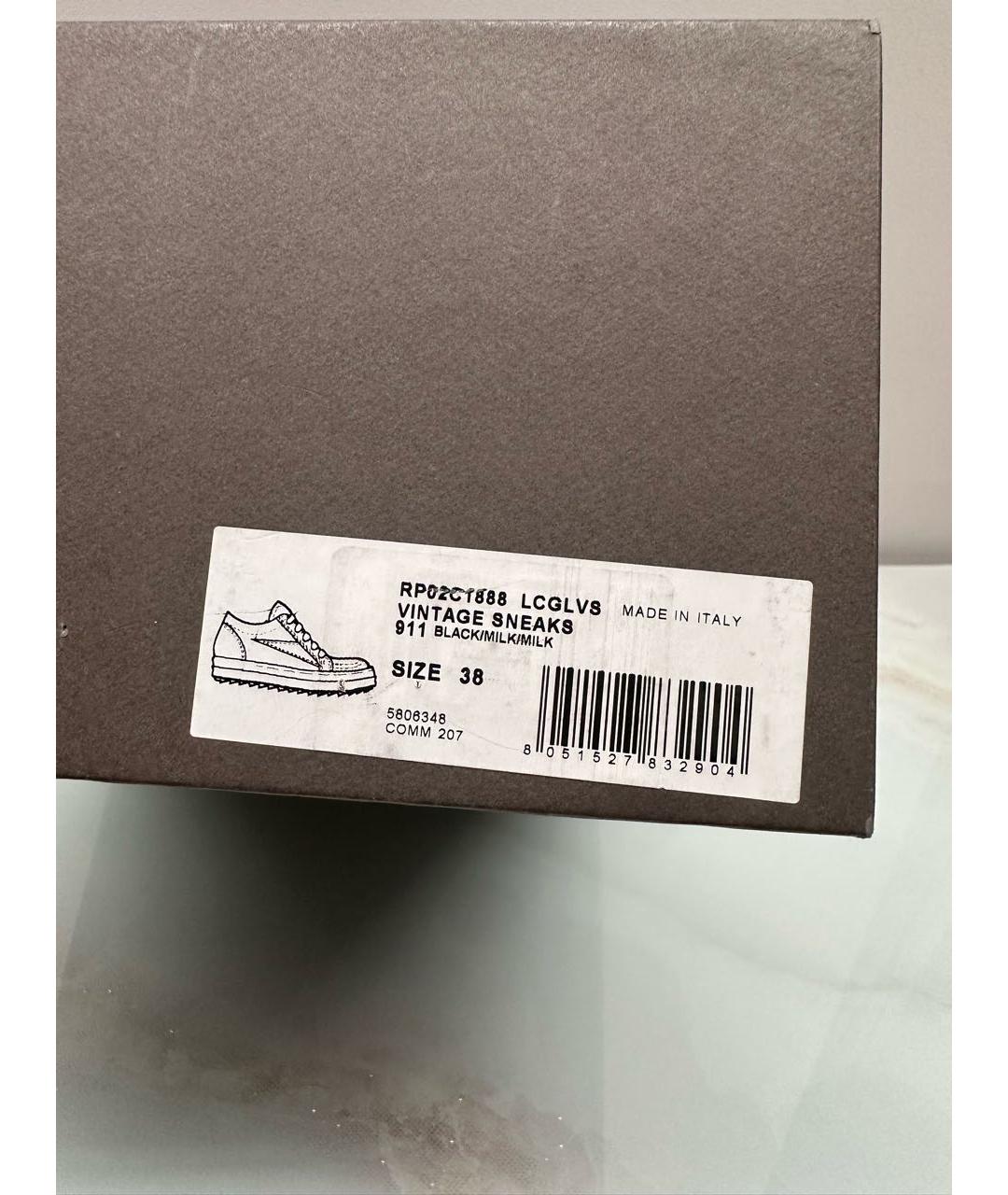 RICK OWENS Черные кожаные низкие кроссовки / кеды, фото 5