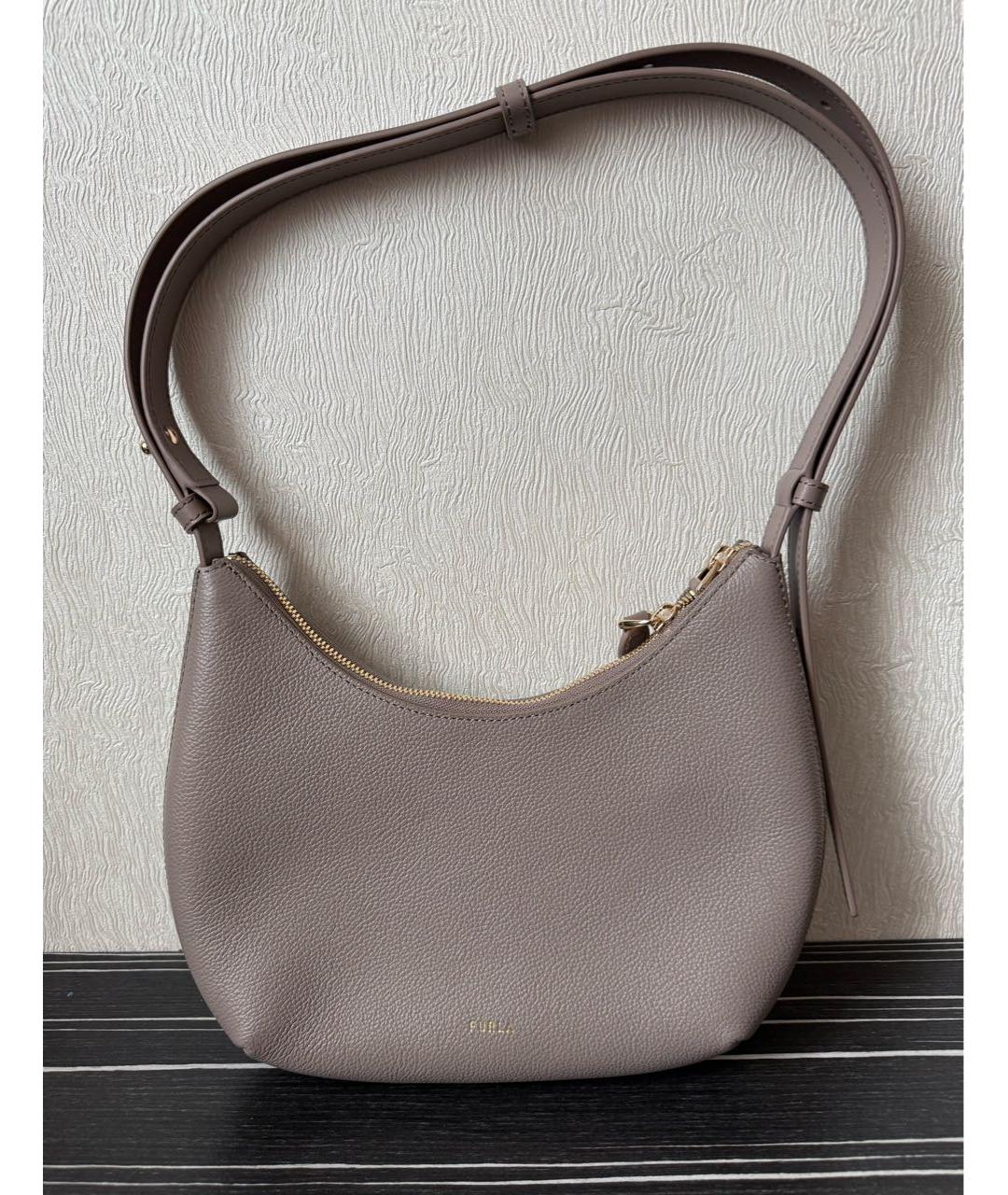 FURLA Бежевая кожаная сумка с короткими ручками, фото 7