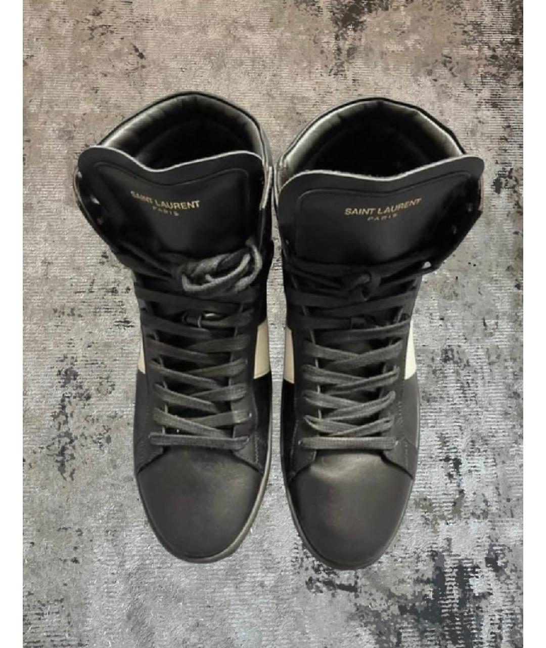 SAINT LAURENT Черные кожаные кеды, фото 2