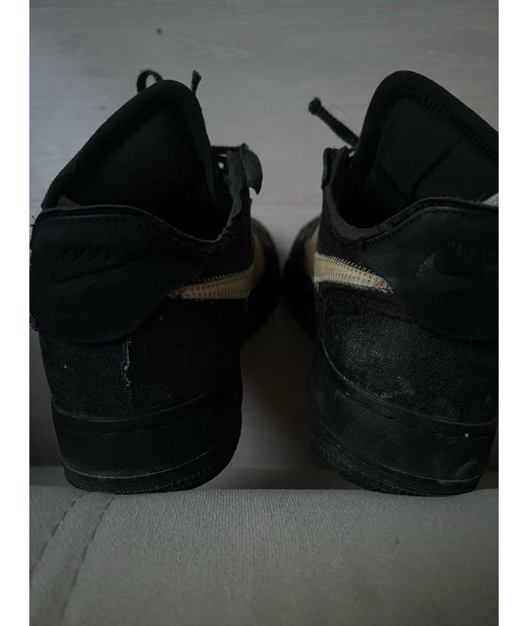 NIKE X OFF-WHITE Черные кожаные низкие кроссовки / кеды, фото 4