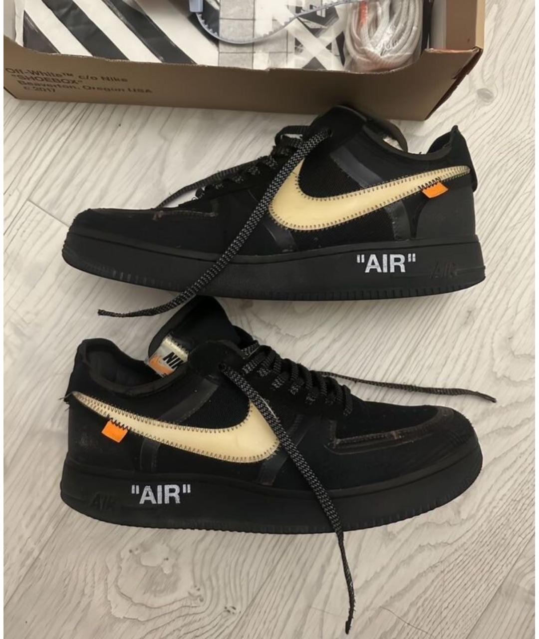 NIKE X OFF-WHITE Черные кожаные низкие кроссовки / кеды, фото 5