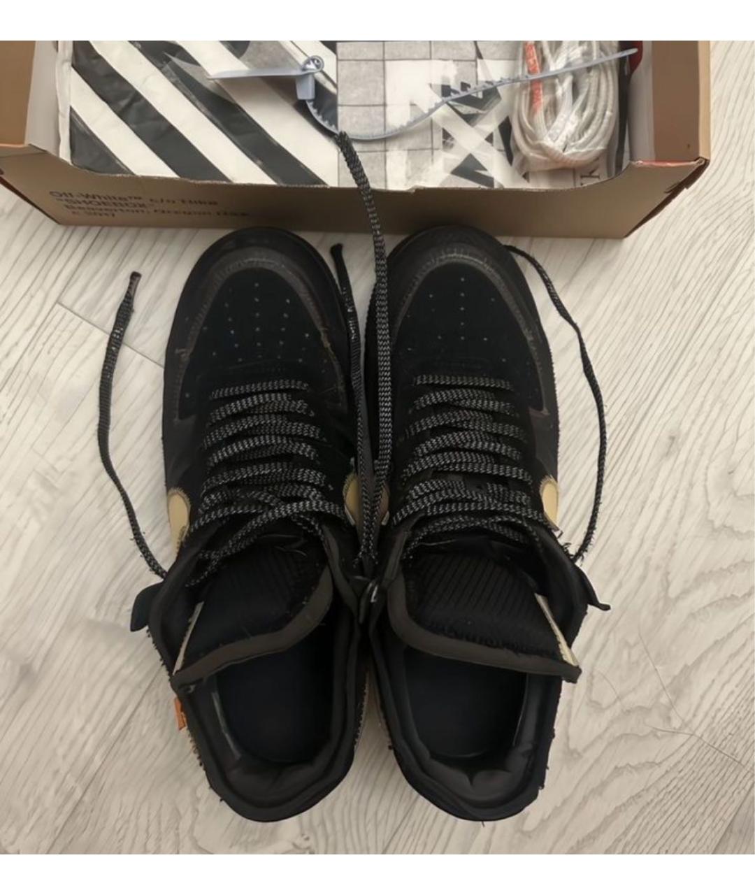 NIKE X OFF-WHITE Черные кожаные низкие кроссовки / кеды, фото 3