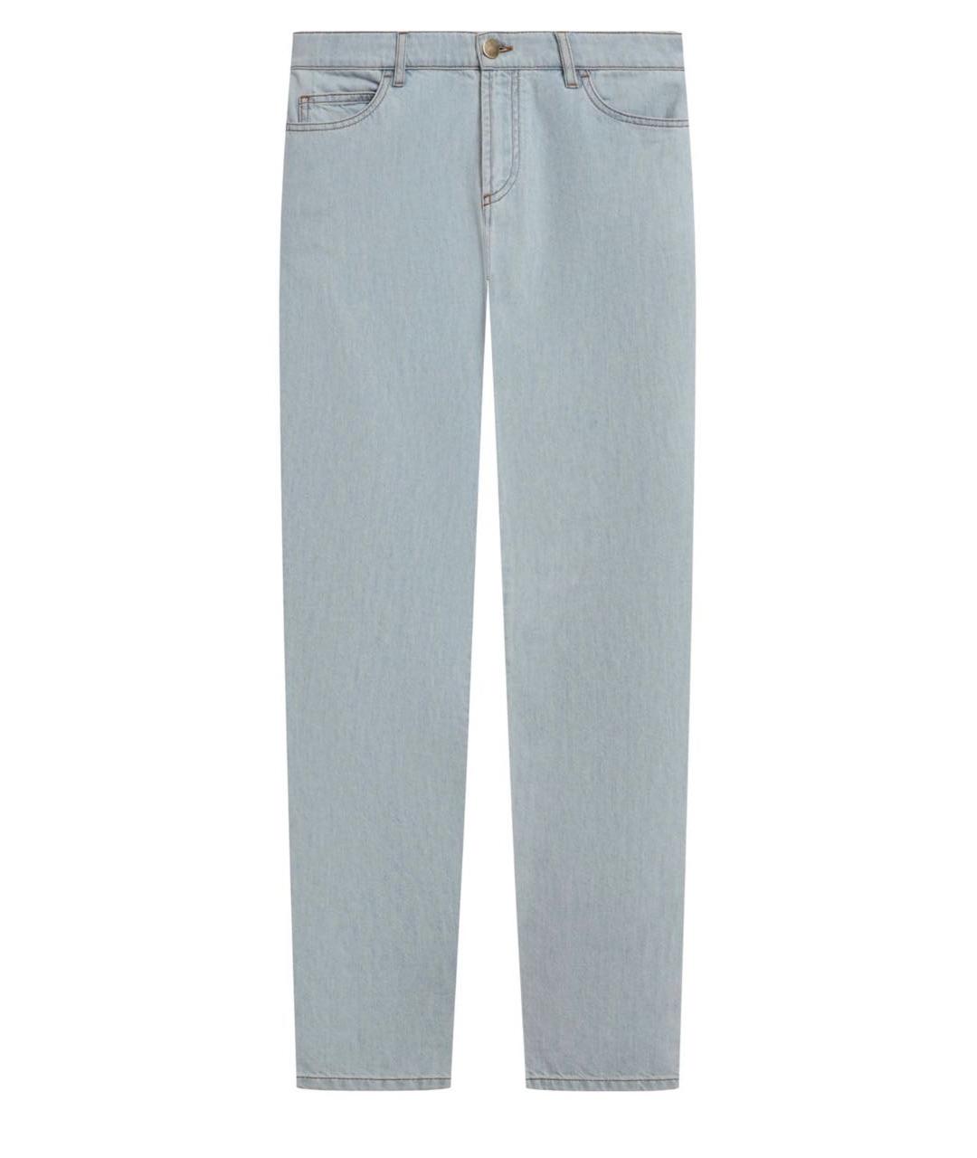 VALENTINO Голубые хлопковые прямые джинсы, фото 9
