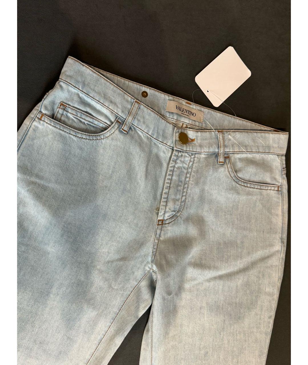 VALENTINO Голубые хлопковые прямые джинсы, фото 4