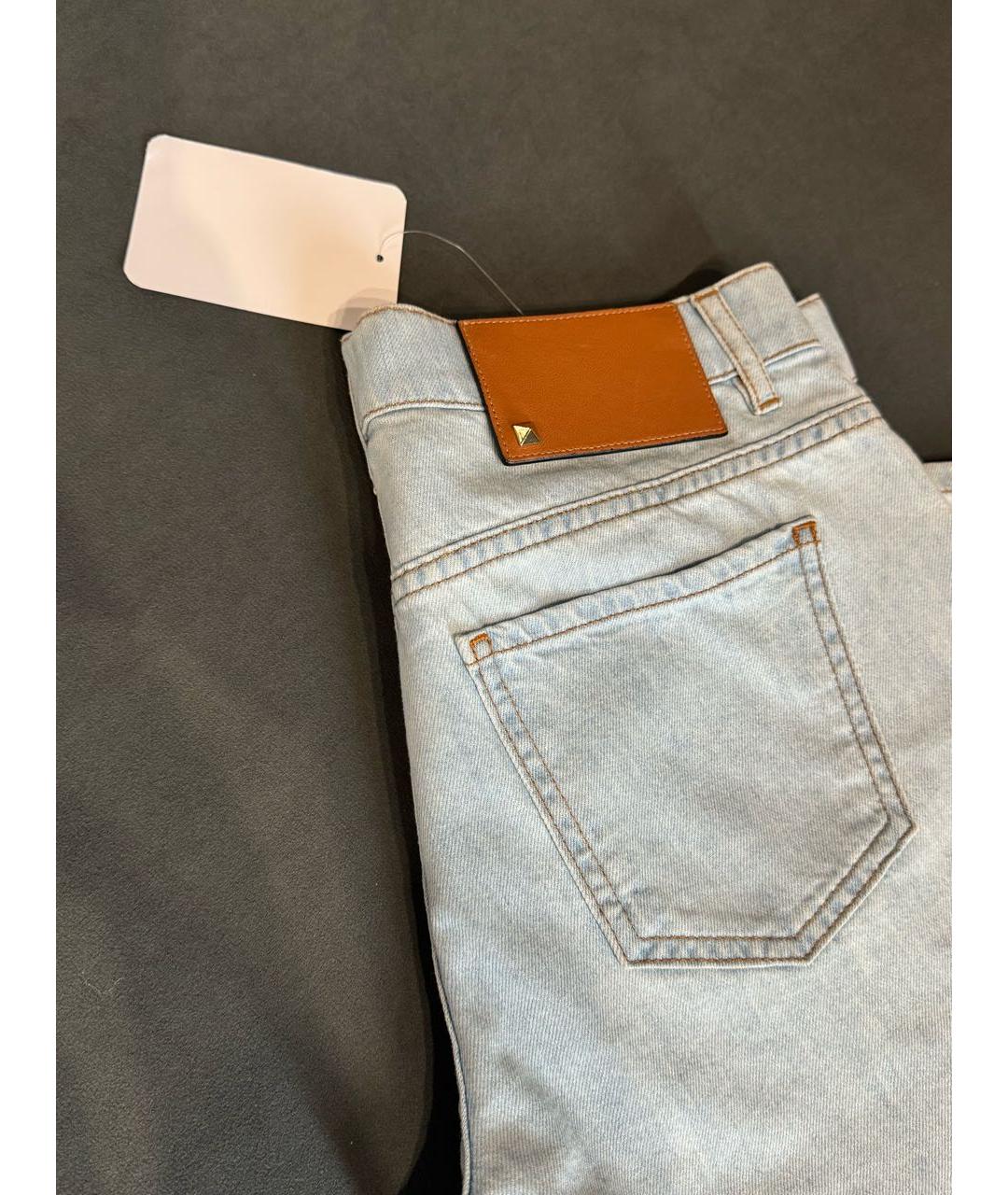 VALENTINO Голубые хлопковые прямые джинсы, фото 3