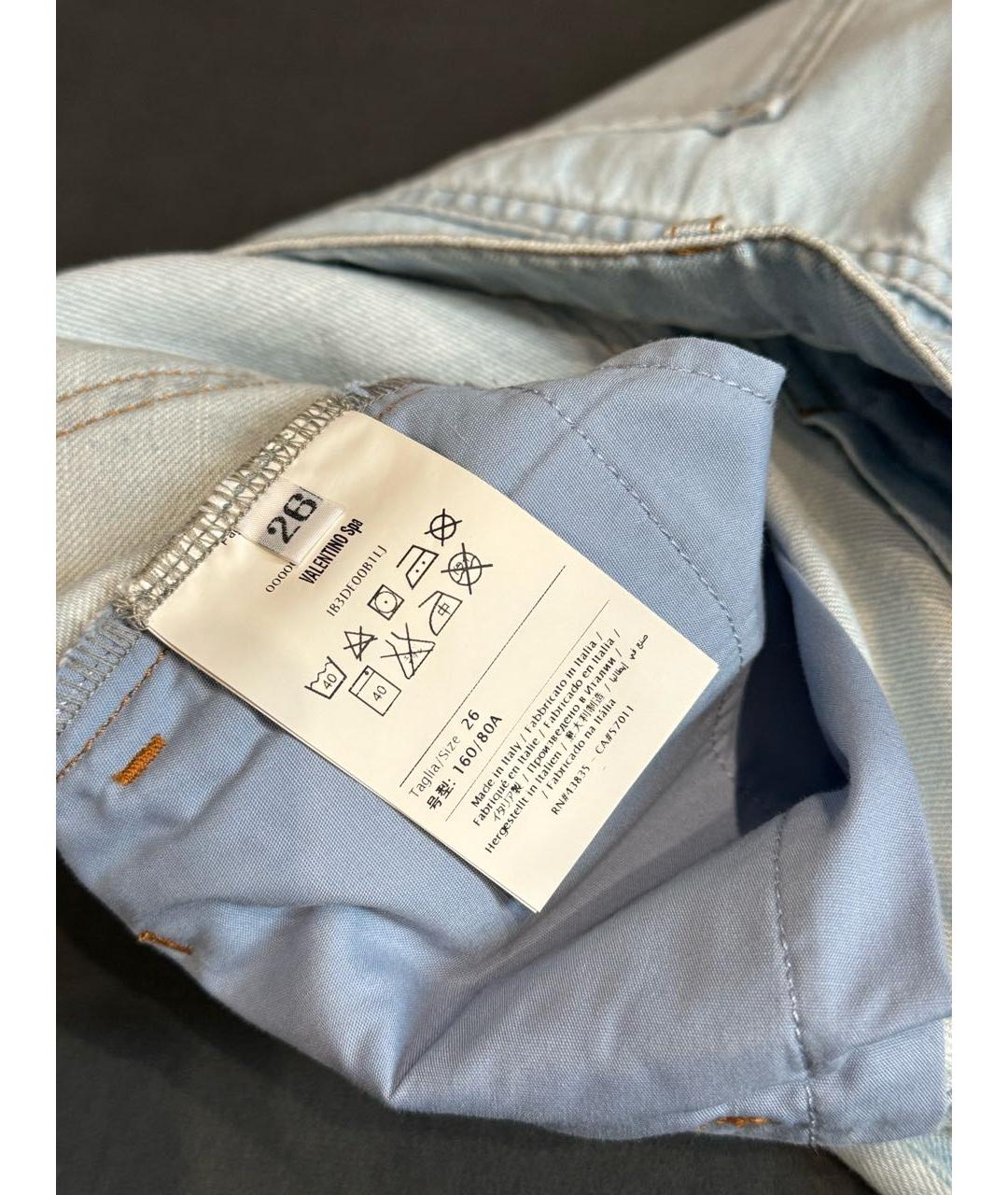 VALENTINO Голубые хлопковые прямые джинсы, фото 6