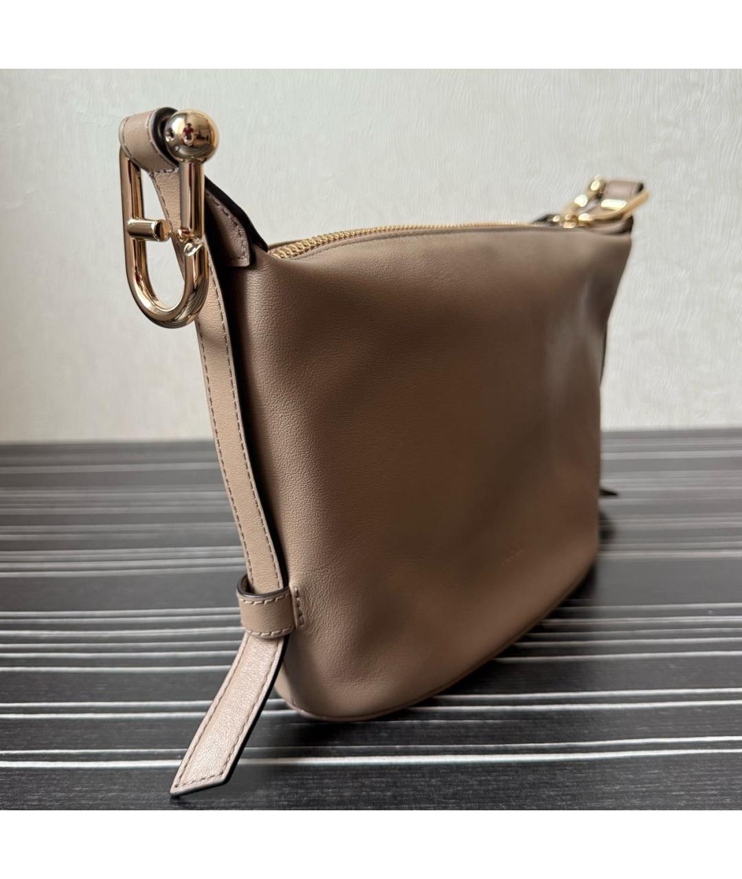 FURLA Бежевая кожаная сумка через плечо, фото 2
