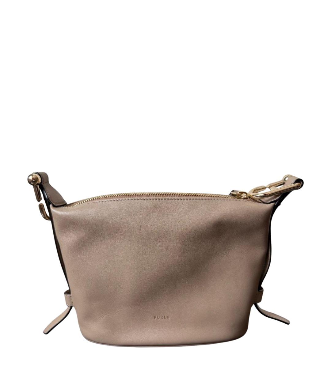 FURLA Бежевая кожаная сумка через плечо, фото 1