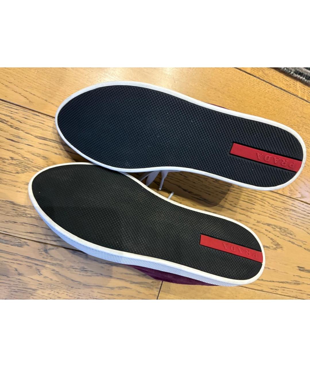 PRADA Бордовые кожаные кеды, фото 5