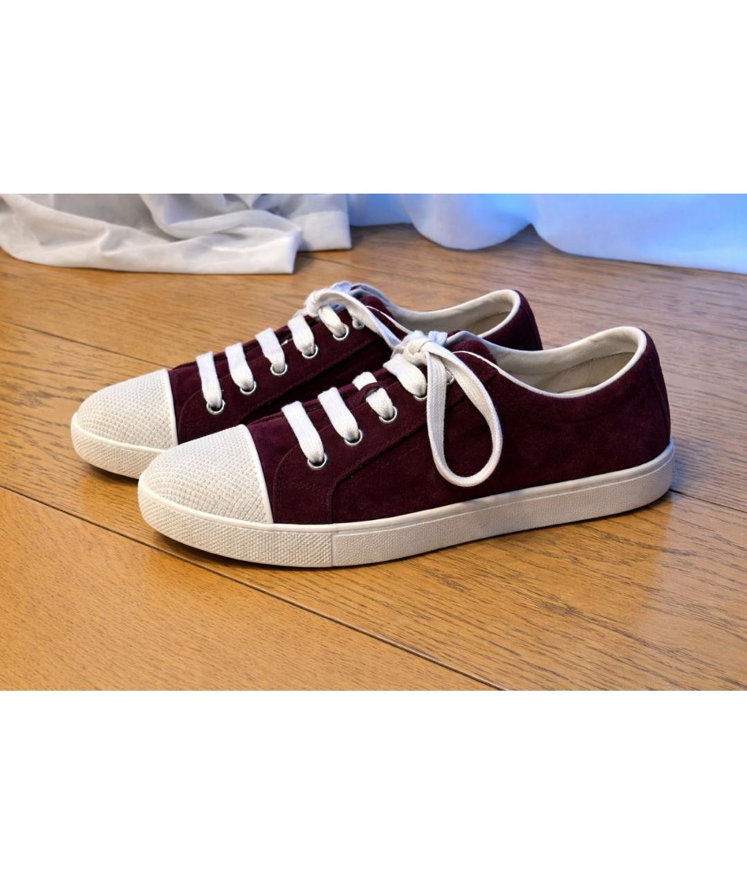 PRADA Бордовые кожаные кеды, фото 8