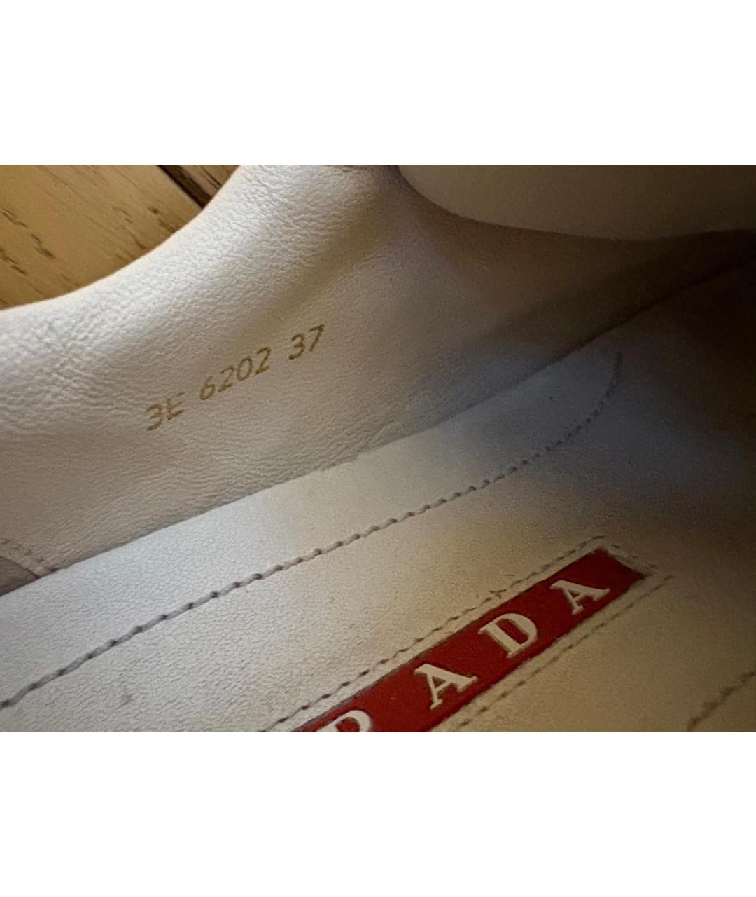 PRADA Бордовые кожаные кеды, фото 4